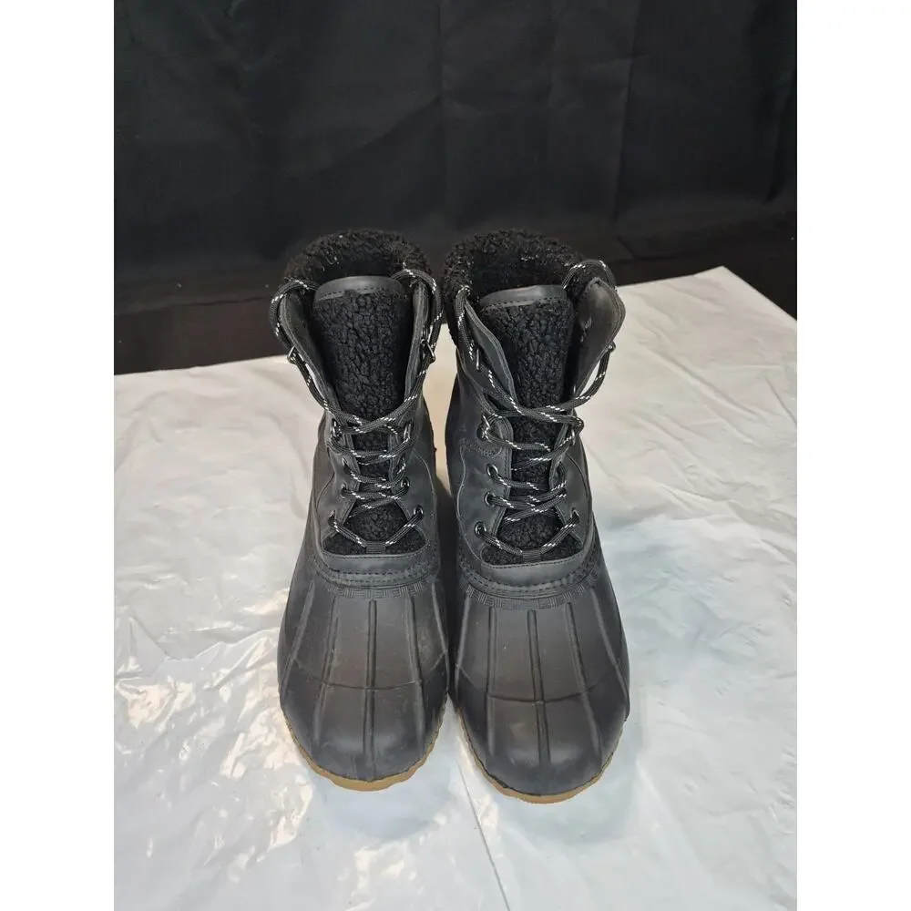 Tommy Hilfiger Women's Sz 10M Black Rain Winter Duck Boots Shoes Lace Up Boot